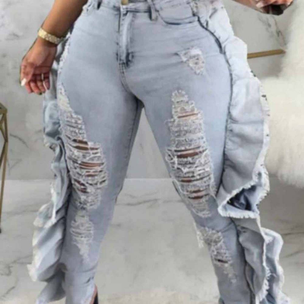 Ruffle Denim Jeans